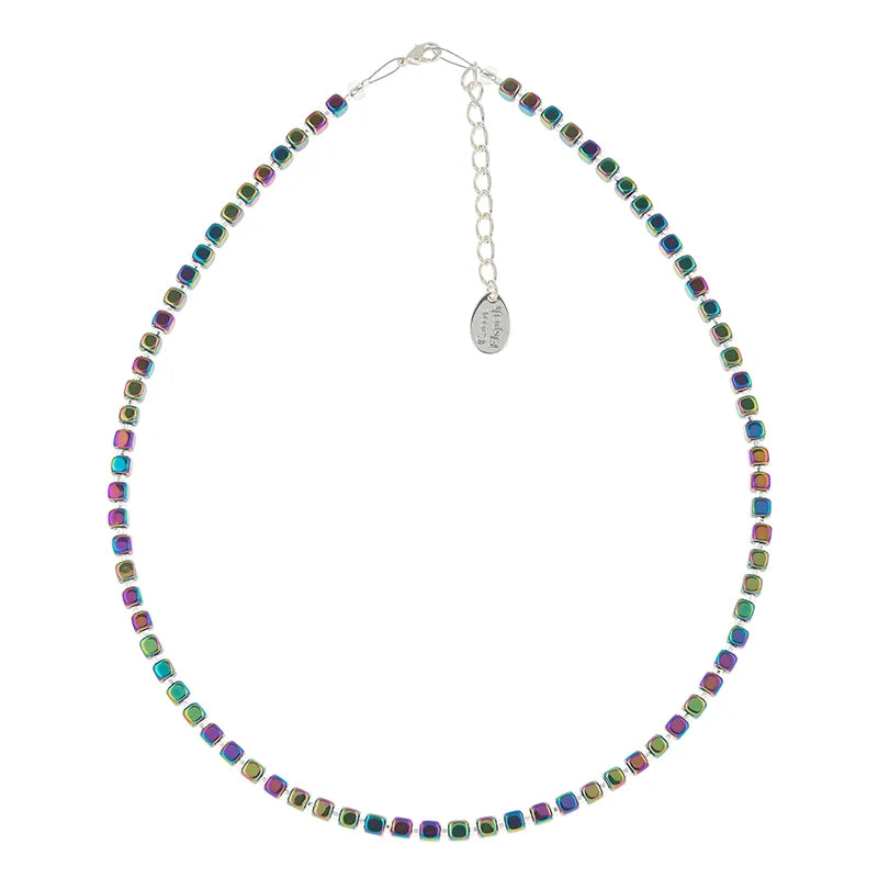 Carrie Elspeth Spectrum Cubes Beaded Full Necklace - Rainbow