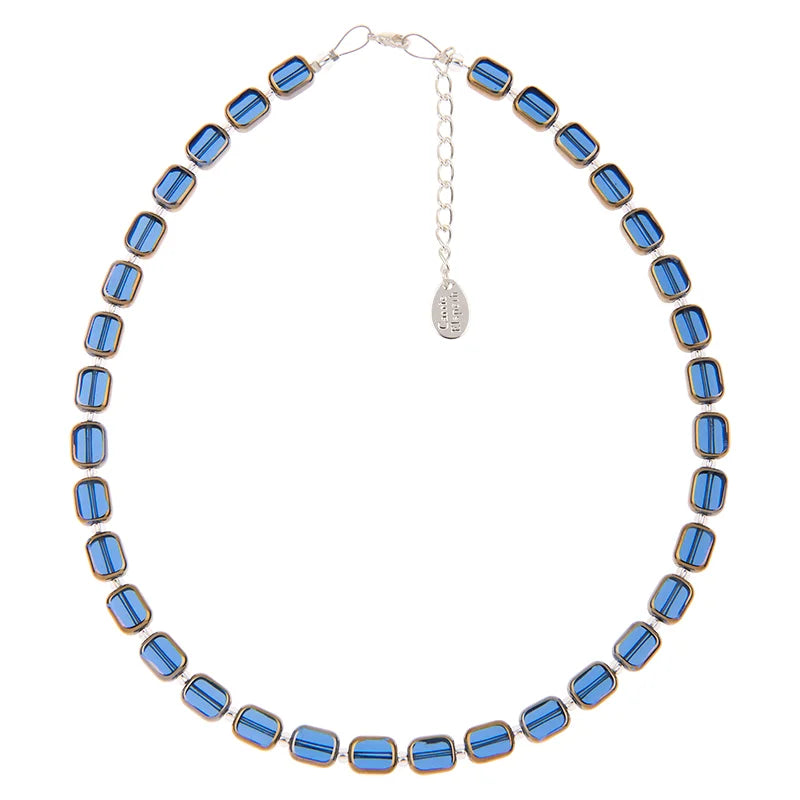 Carrie Elspeth Gold Edged Beaded Full Necklace - Blue/Gold