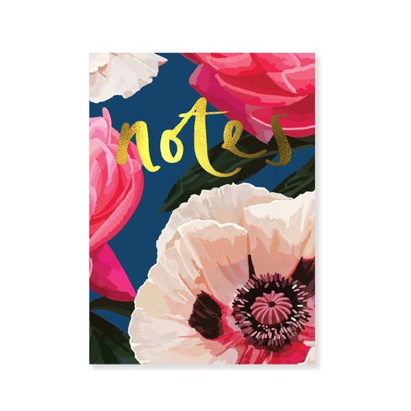 Beautiful Blooms Floral Notes Handbag Purse Pad with Pen - Navy Blue