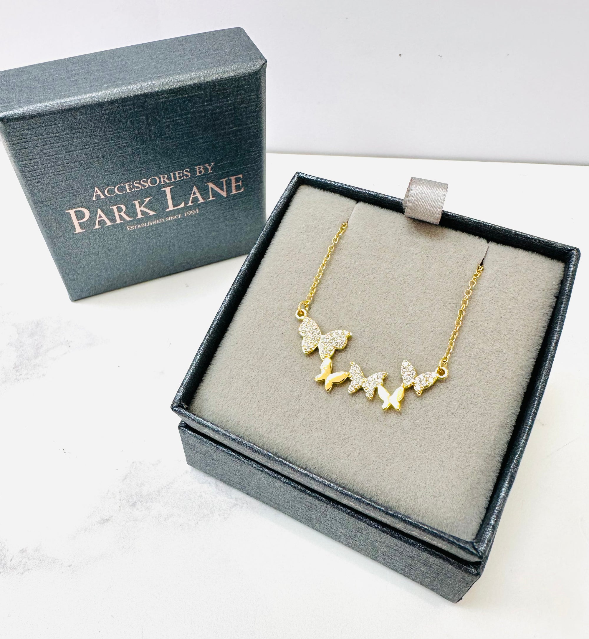 Park Lane Pave Butterflies Necklace - Gold