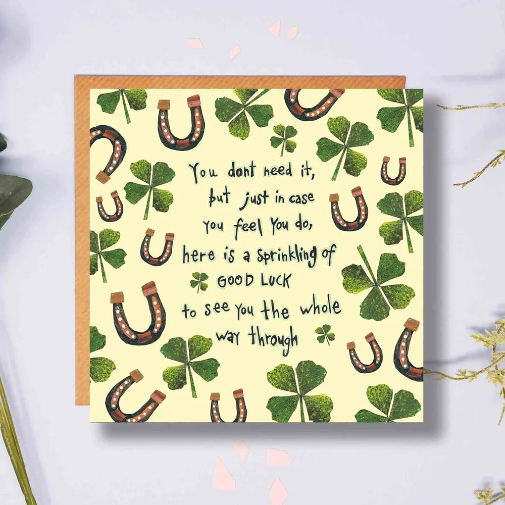Flying Teaspoons Good Luck Horseshoes & Clover Card