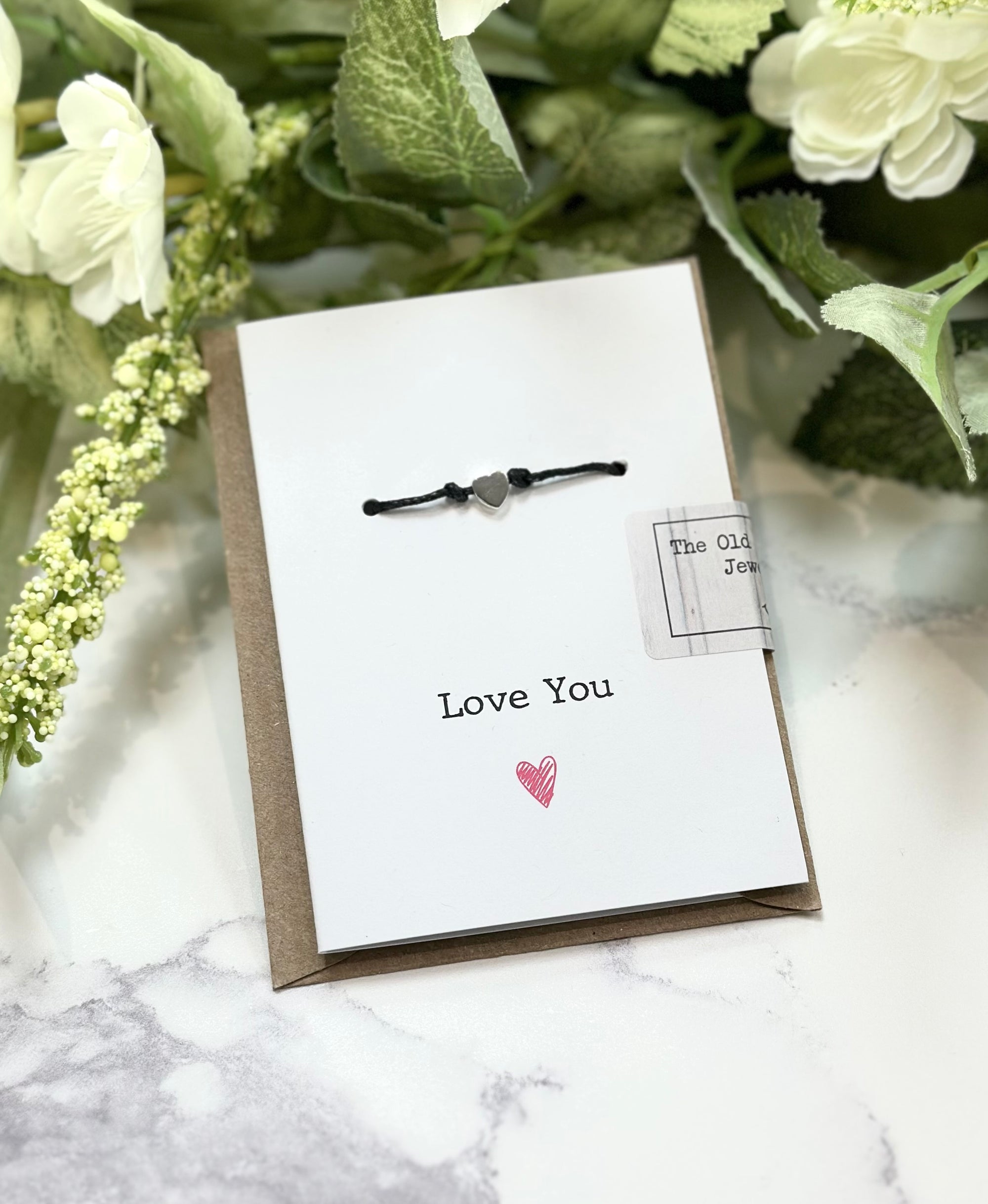 Love You - Heart/Star Black Cord Wish Bracelet