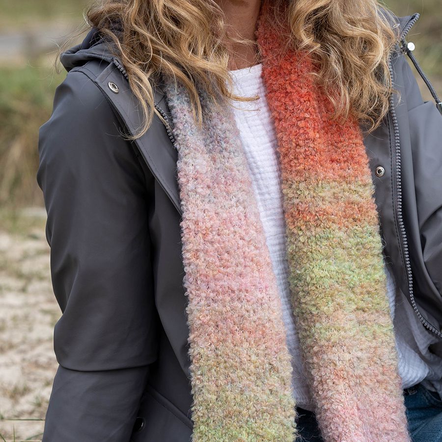POM Orange Ombre Mix Narrow Boucle Scarf