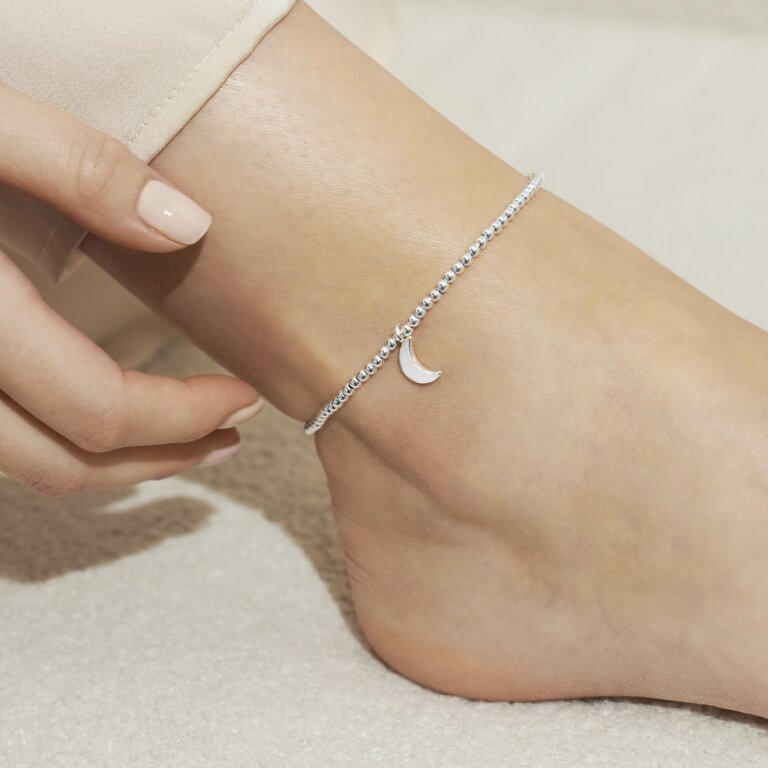 Joma Jewellery Stretch Anklet - Moon - Silver
