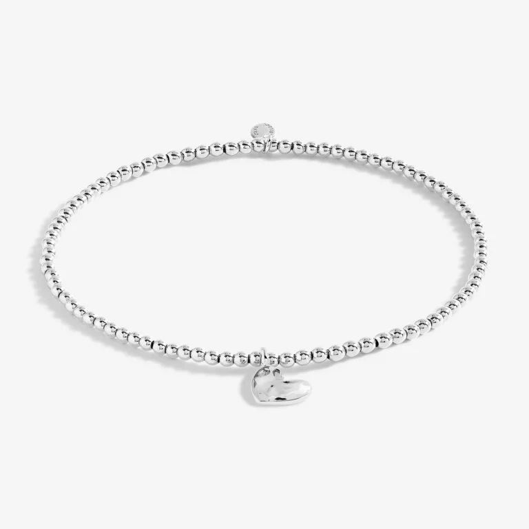 Joma Jewellery Stretch Anklet - Hammered Heart - Silver