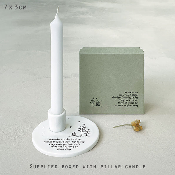East of India Porcelain Candle Holder - Memories