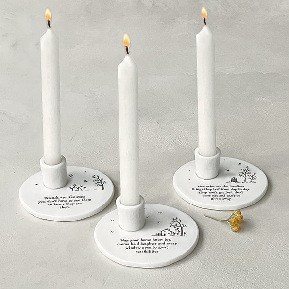 East of India Porcelain Candle Holder - Memories