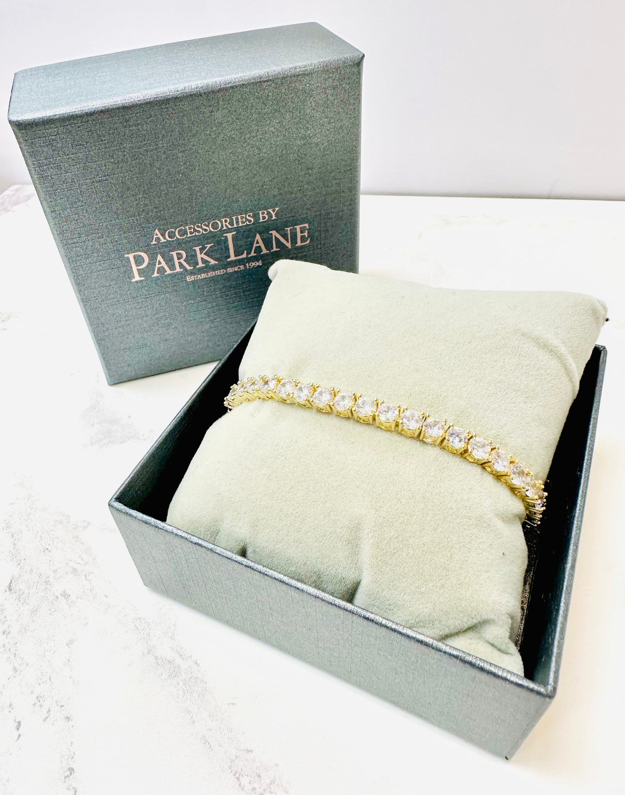 Park Lane Cubic Zirconia Crystal Tennis Chain Bracelet - Gold