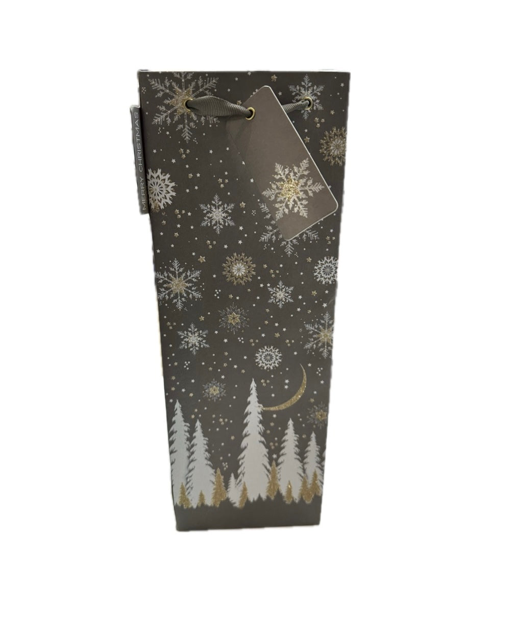 Five Dollar Shake Christmas Woodland & Snowflake Bottle Gift Bag