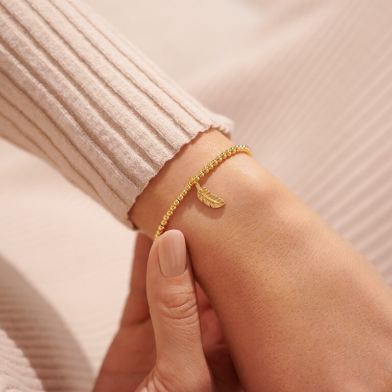 Joma Jewellery - Gold "A Little Feathers Appear When Loved Ones Are Near" Bracelet