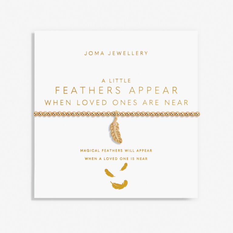 Joma Jewellery - Gold "A Little Feathers Appear When Loved Ones Are Near" Bracelet
