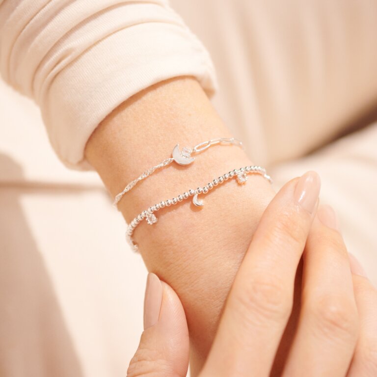Joma Jewellery - Stacks of Style CZ Crystal & Moon Set of 2 Necklaces - Silver