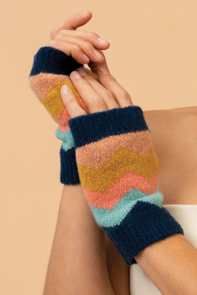 Powder Ladies Cosy Nora Wrist Warmers - Navy Blue Multi