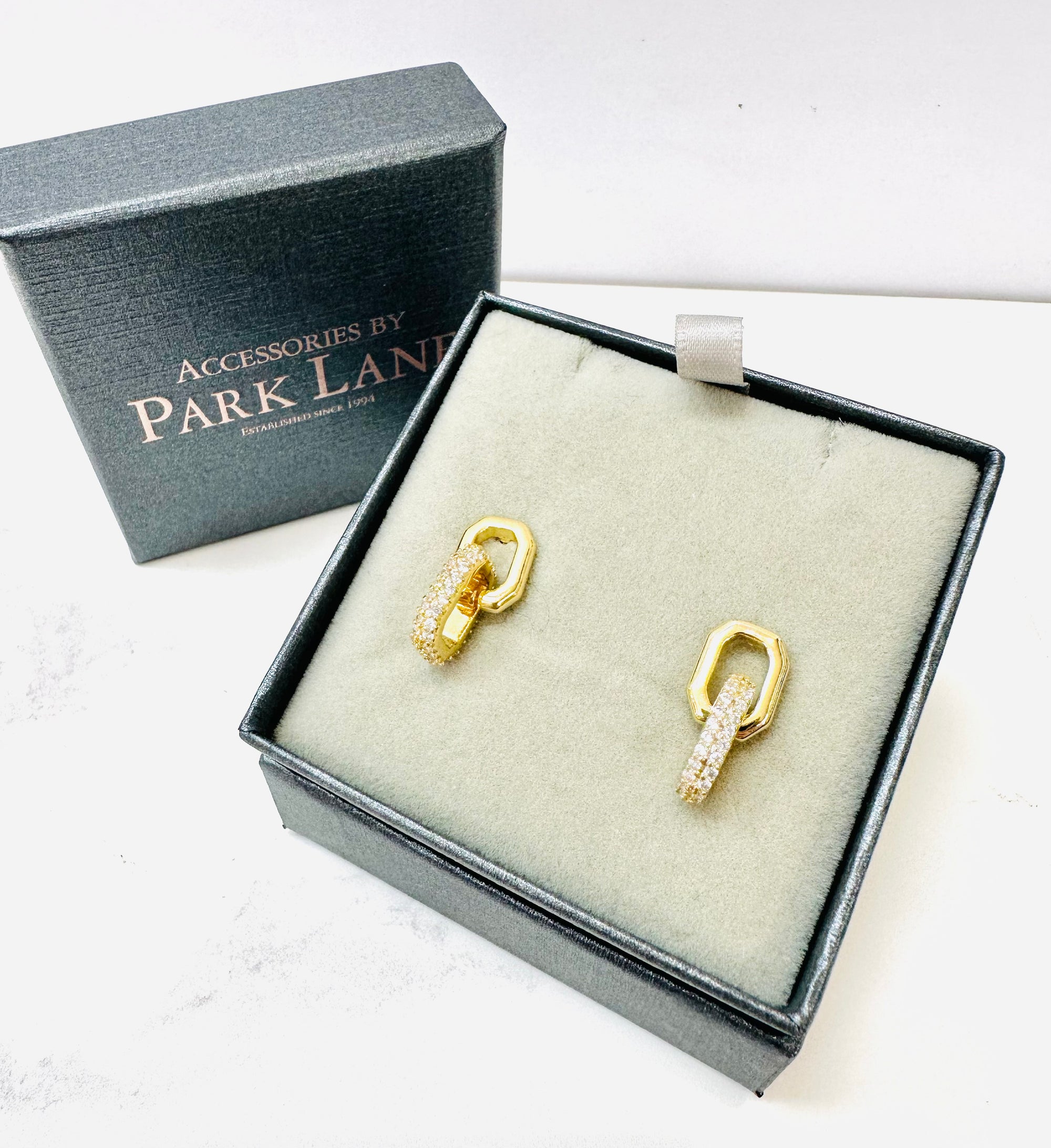 Park Lane Gold & Cubic Zirconia Paper Link Drop Earrings - Gold