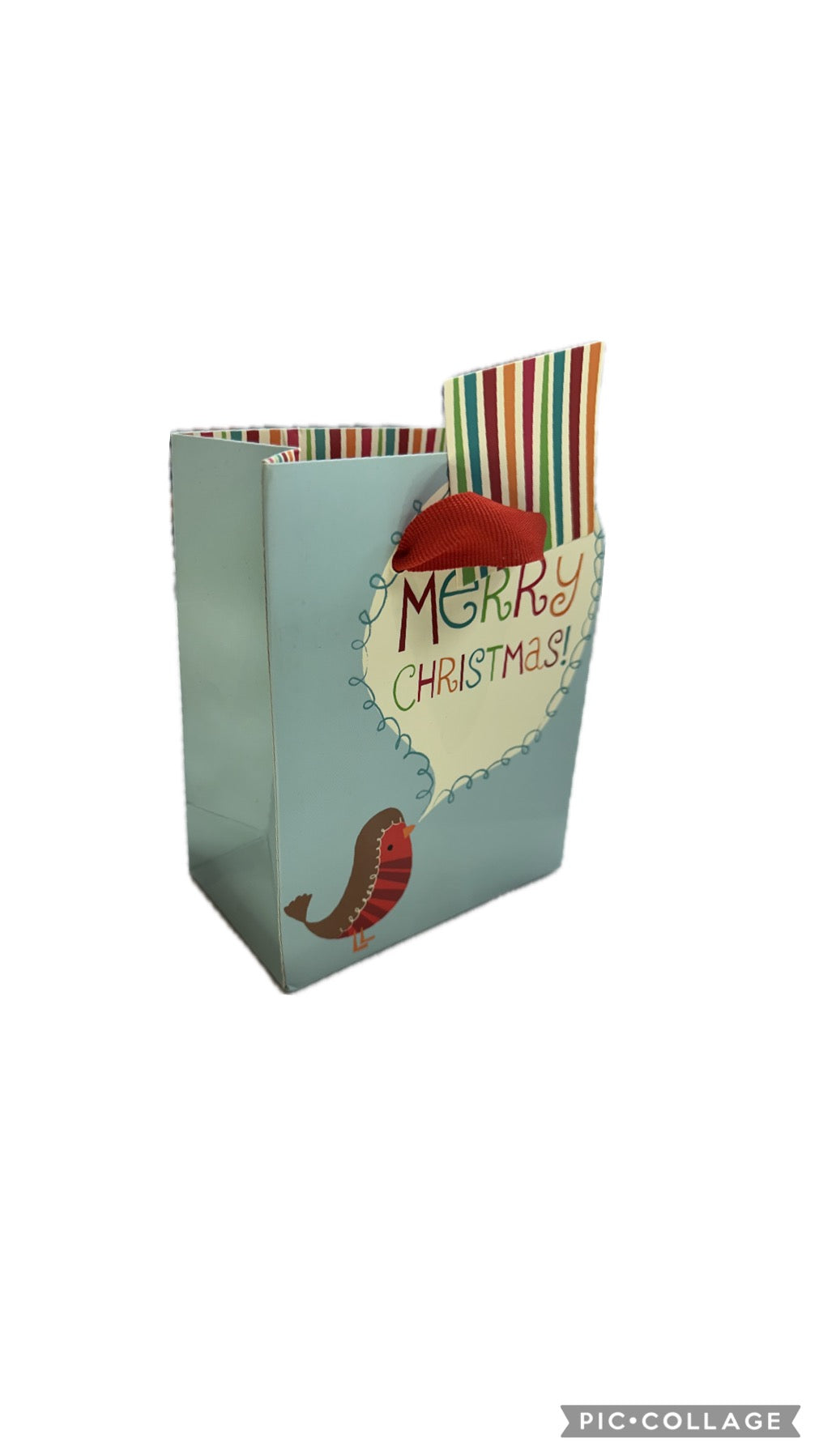 The Art File Merry Christmas Robin Small Gift Bag