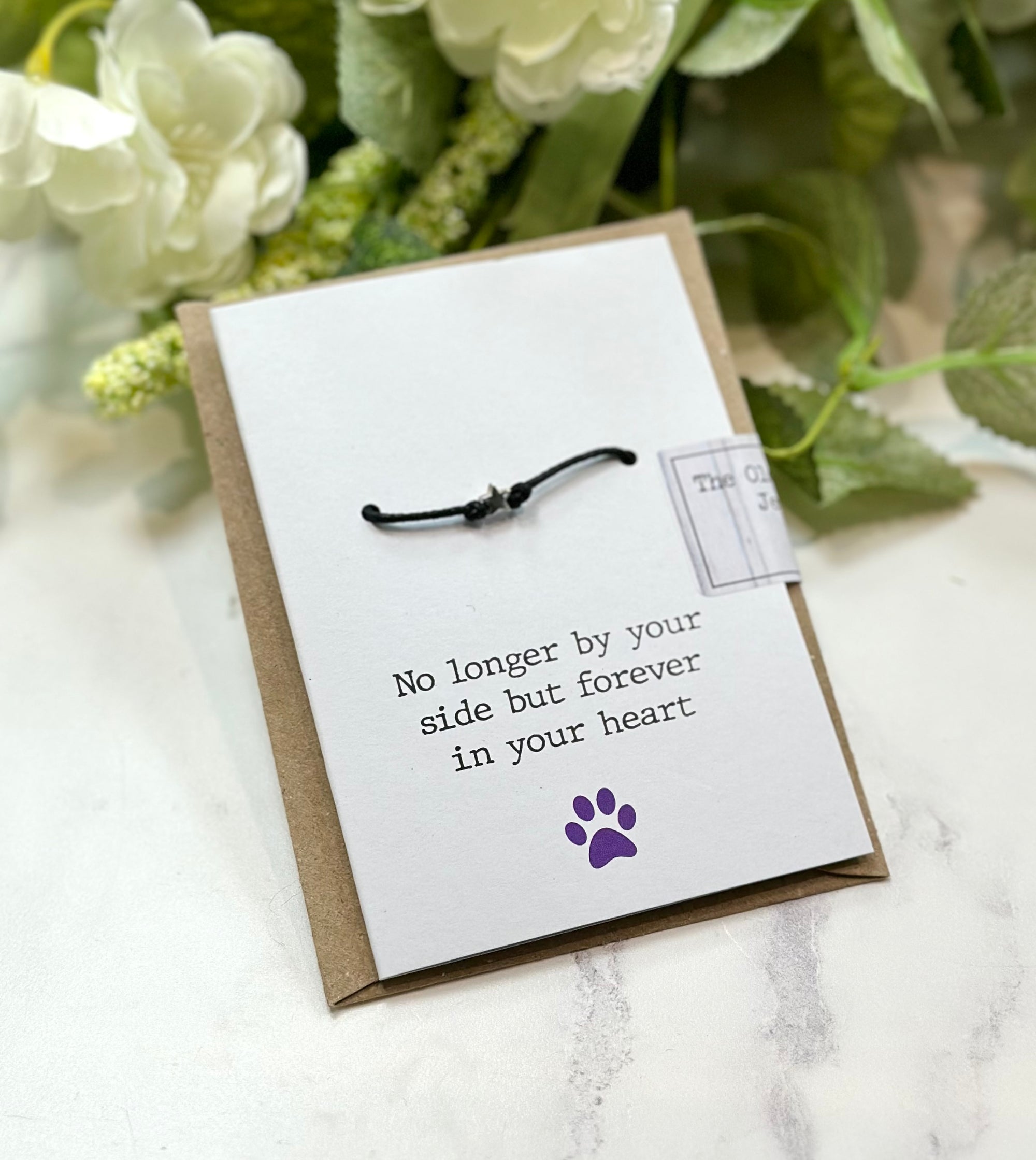 Pet - No Longer by Your Side - Heart/Star Black Cord Wish Bracelet