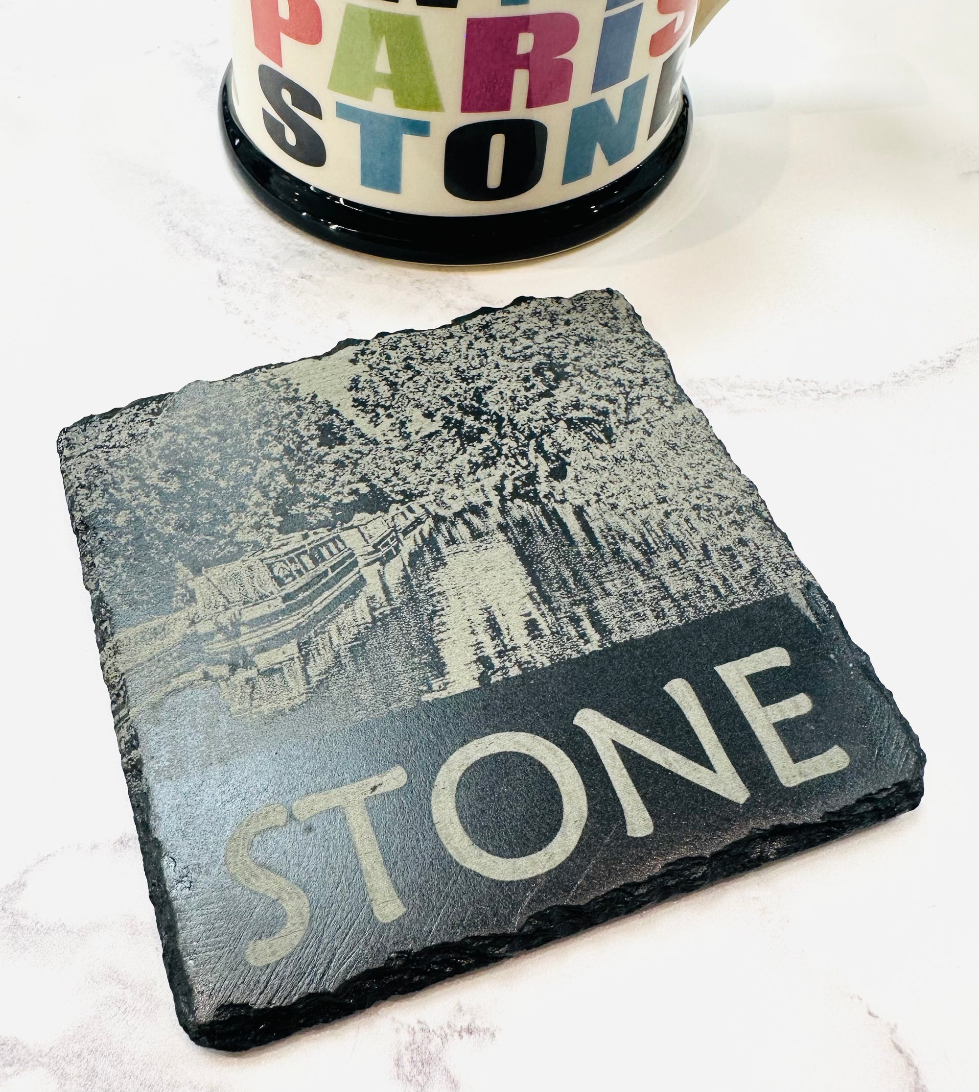 Stone Canal Scene Image Slate Coaster