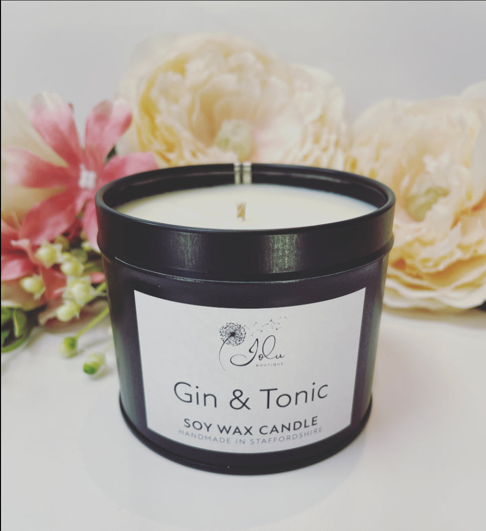 Jolu Boutique Gin & Tonic Soy Wax Candle - Black Tin