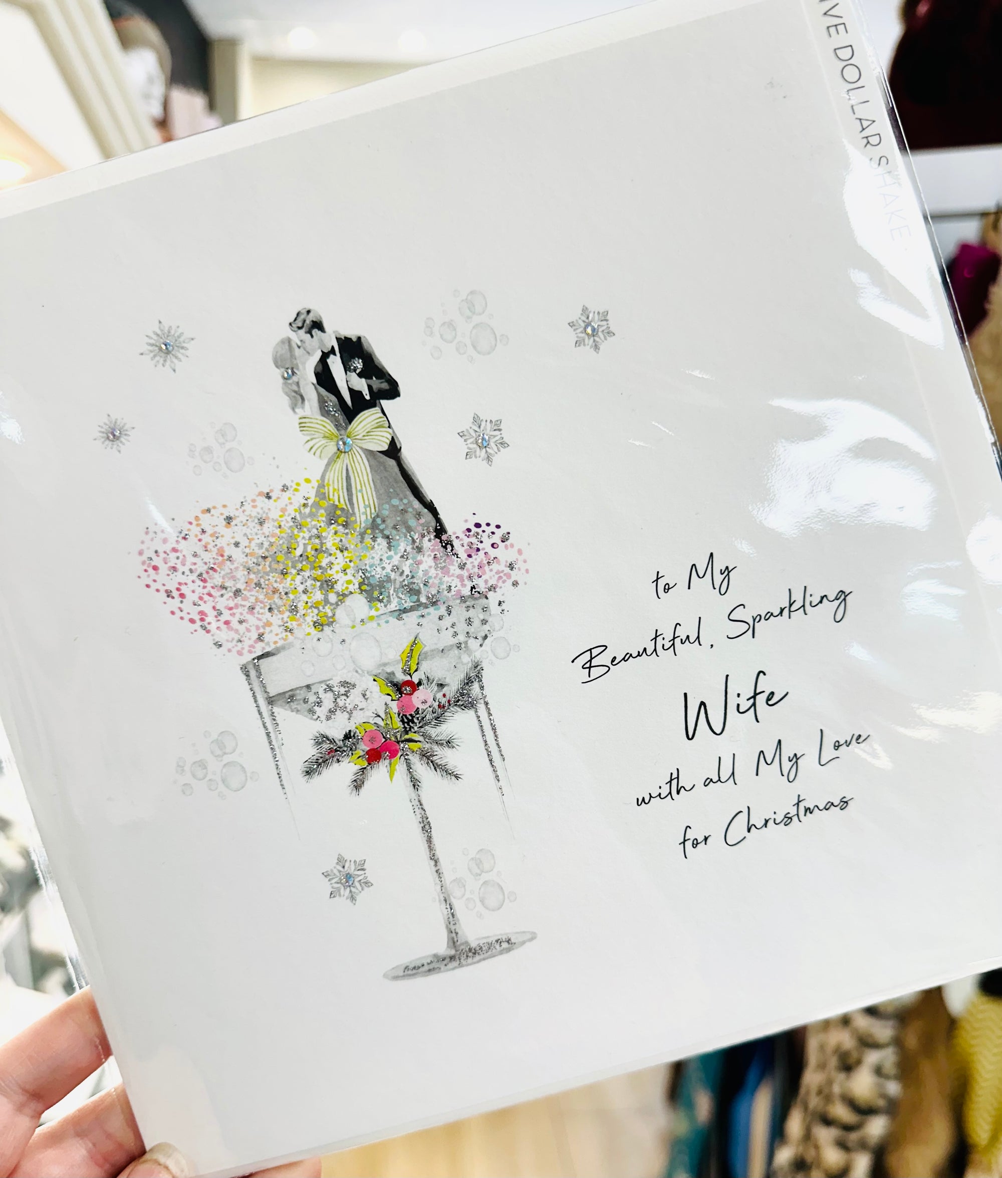 Five Dollar Shake - Wonderful Wife Couple In Glass - LARGE Christmas Card