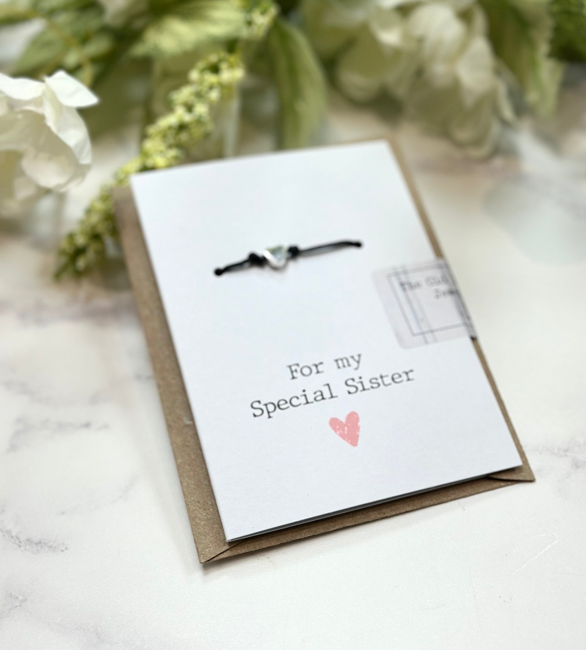 For My Special Sister - Heart/Star Black Cord Wish Bracelet
