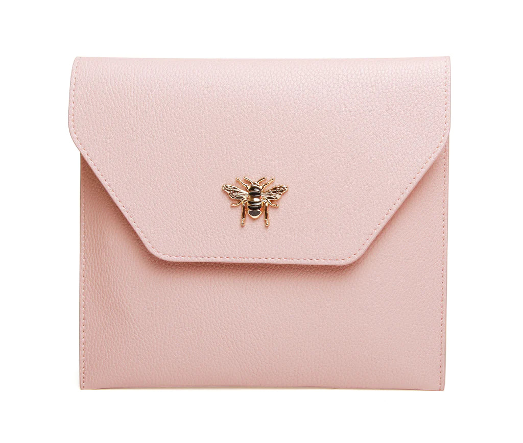Alice Wheeler Large Pink Bee Travel Mirror & Case - 7x Magnification