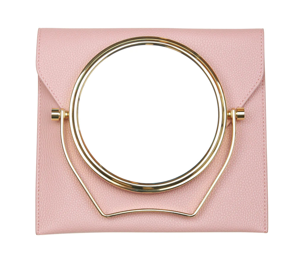 Alice Wheeler Large Pink Bee Travel Mirror & Case - 7x Magnification