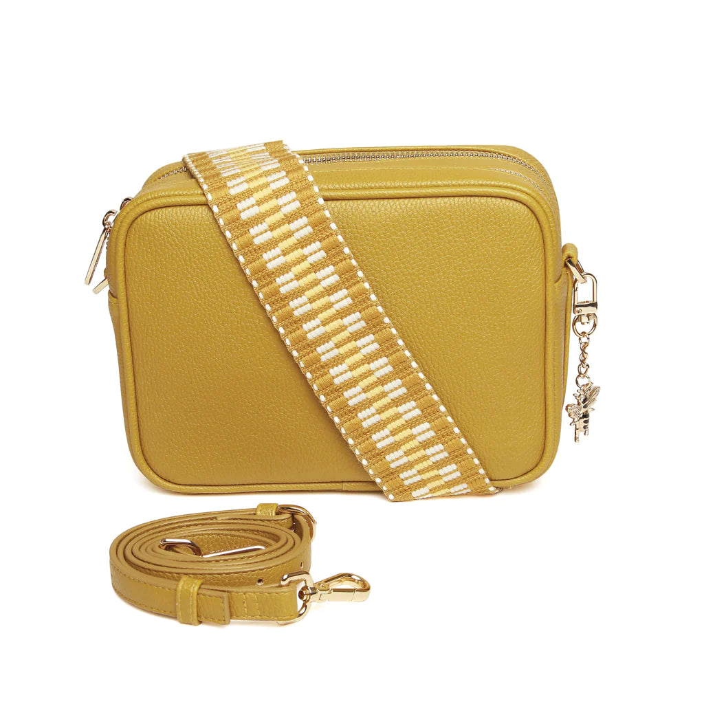 Alice Wheeler Ochre Soho Double Zipped Crossbody Bag with ZigZag Bag Strap