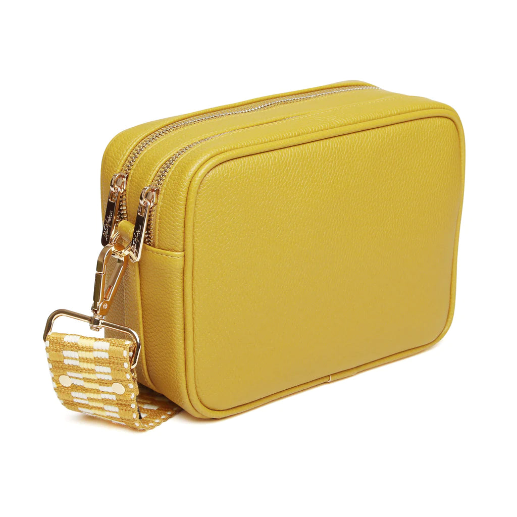 Alice Wheeler Ochre Soho Double Zipped Crossbody Bag with ZigZag Bag Strap