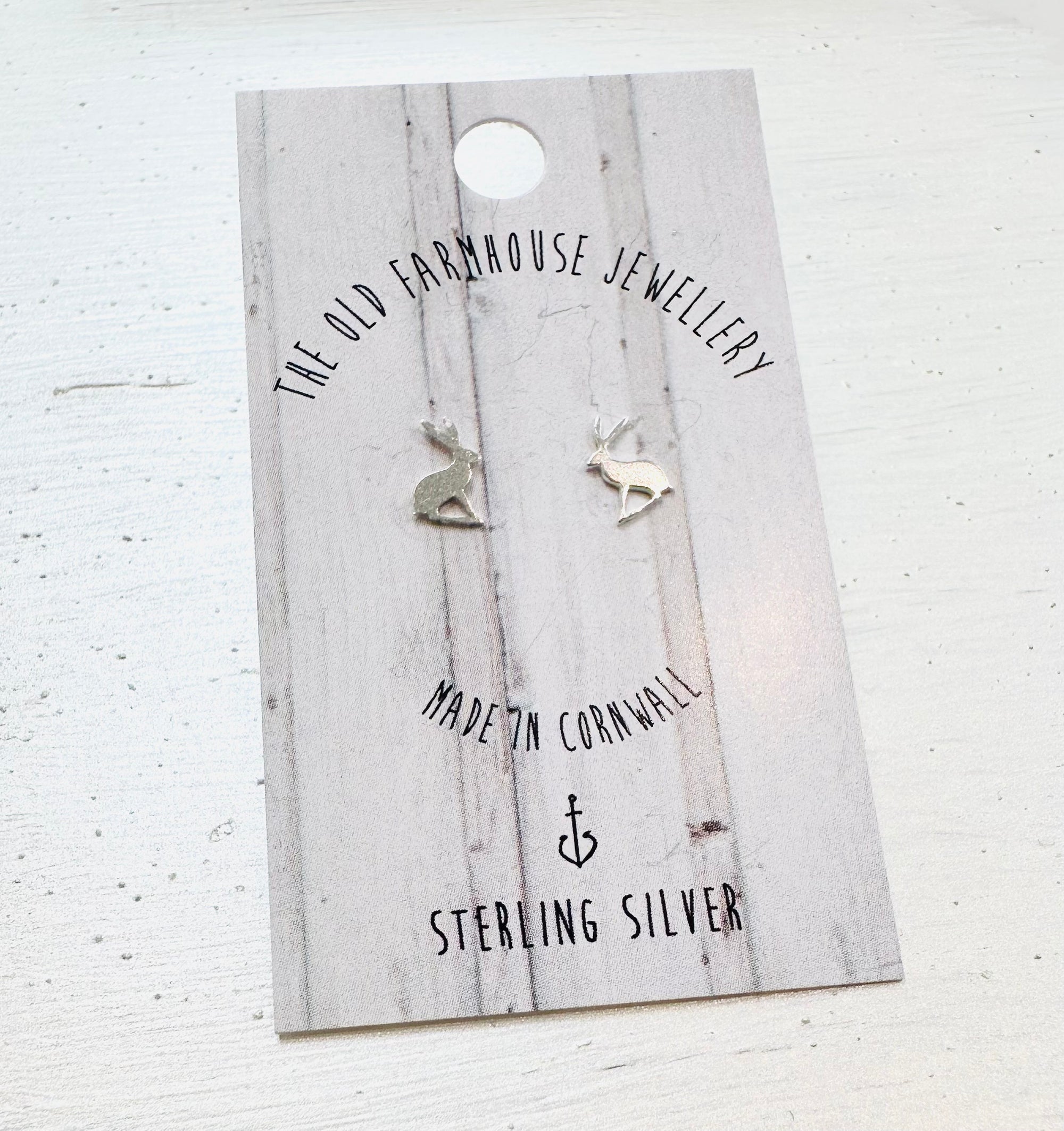 Hare - Sterling Silver Mini Stud Earrings - The Old Farmhouse Jewellery