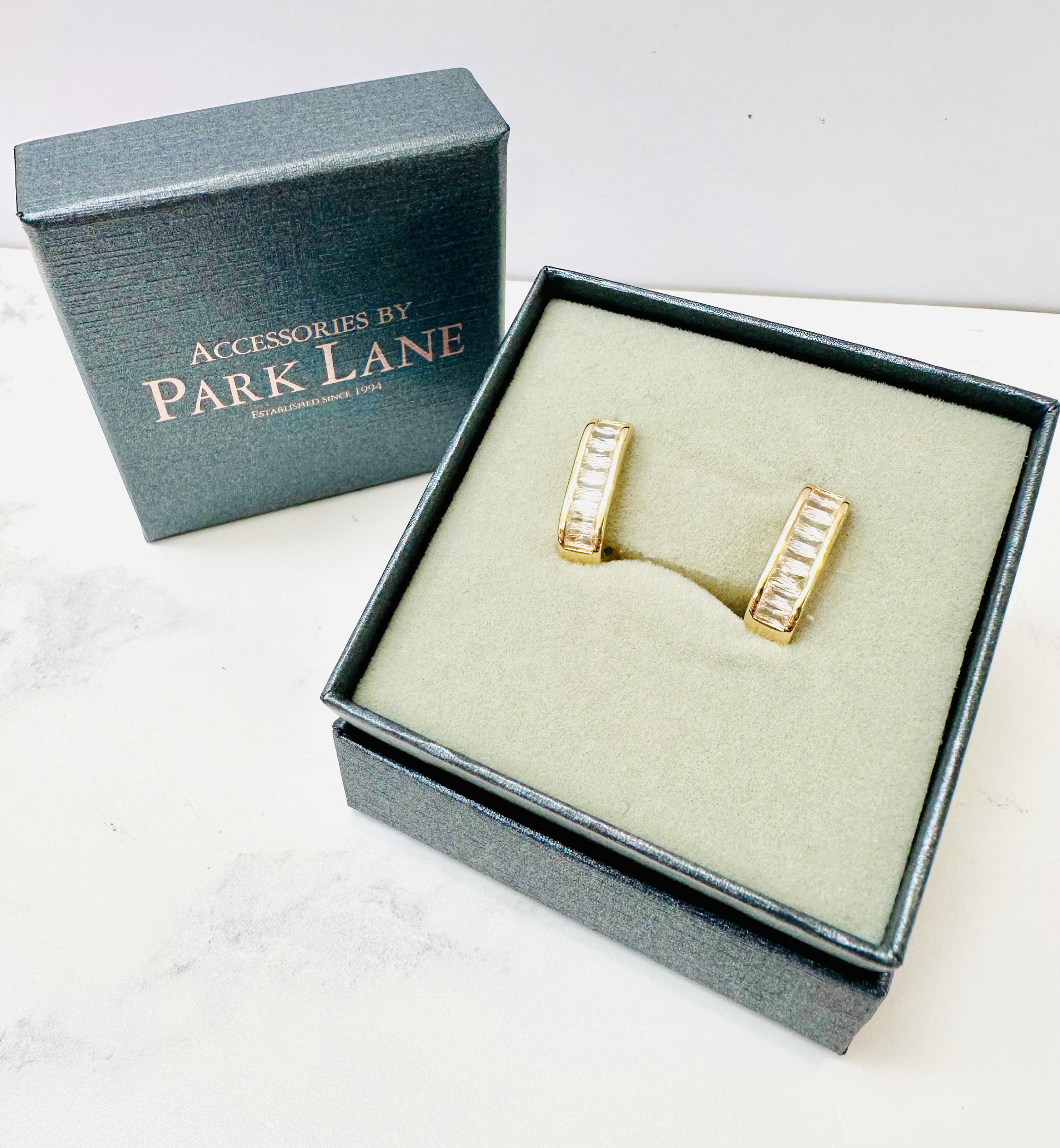 Park Lane Baguette Crystal Hoop Earrings - Gold