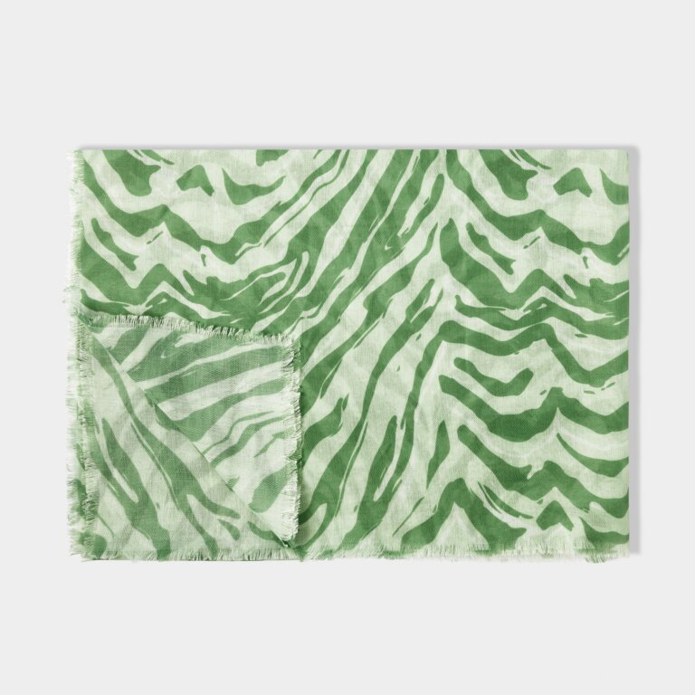 Katie Loxton Print Scarf -Zebra Animal Print - Green