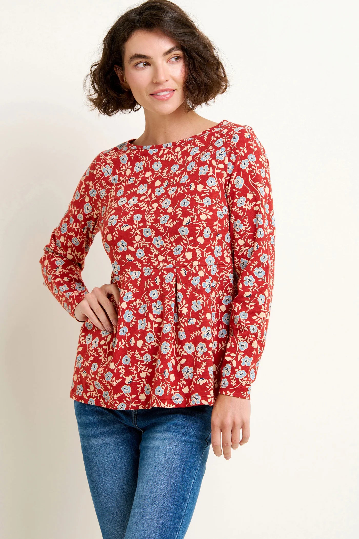 Brakeburn Poppy Long Sleeve Tee - Red