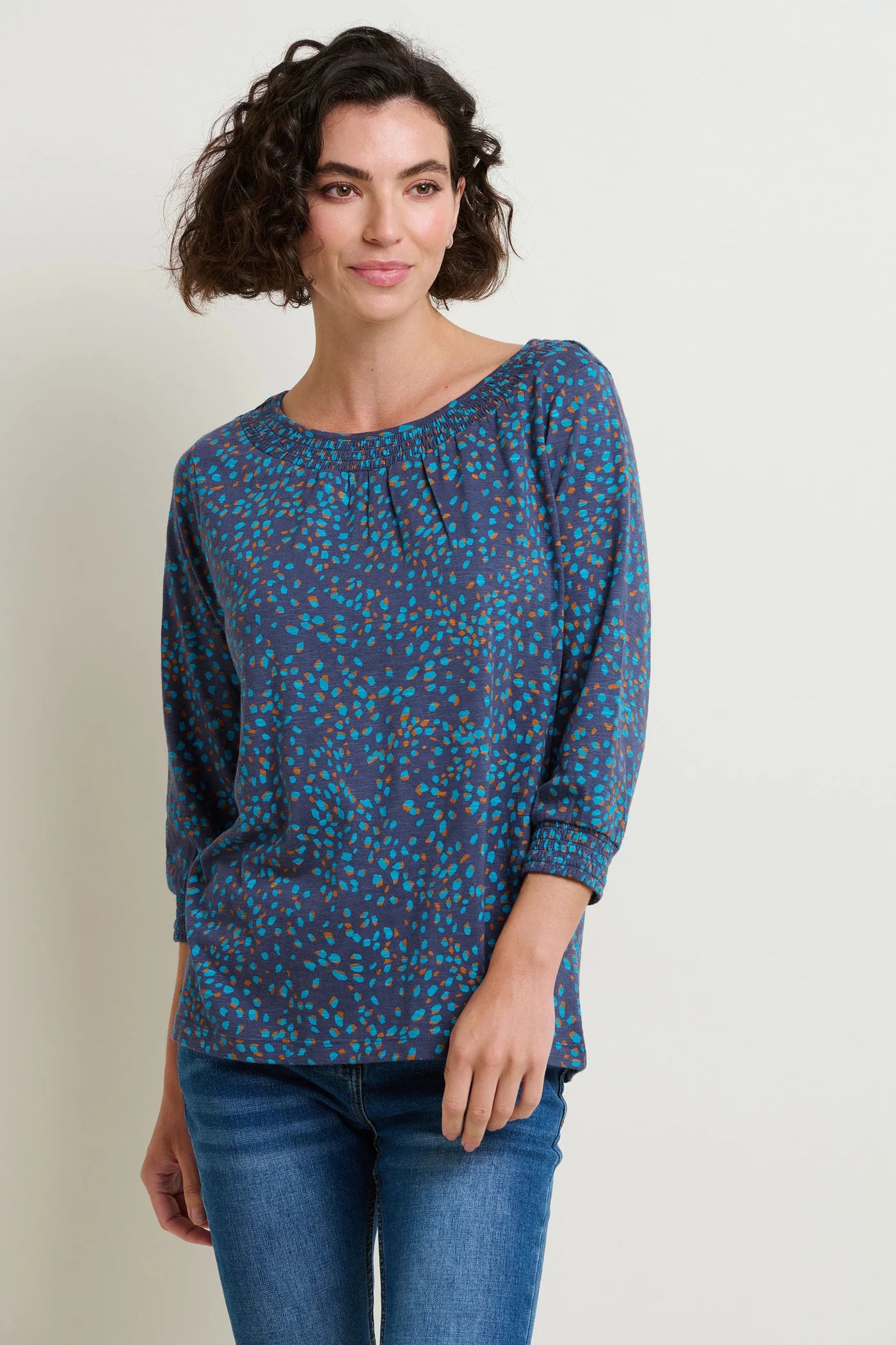 Brakeburn Abstract Spot 3/4 Sleeved Tshirt - Blue