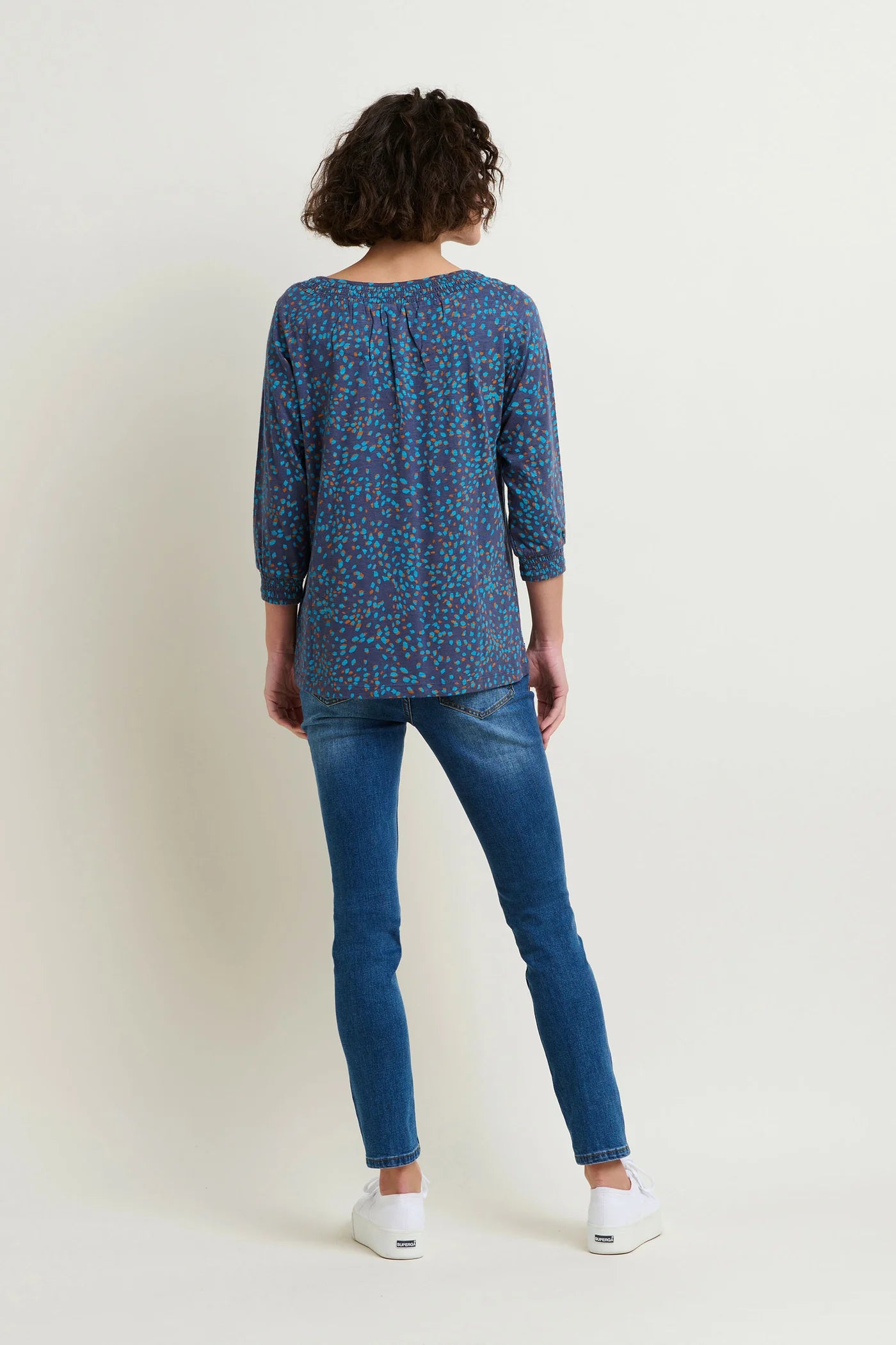 Brakeburn Abstract Spot 3/4 Sleeved Tshirt - Blue