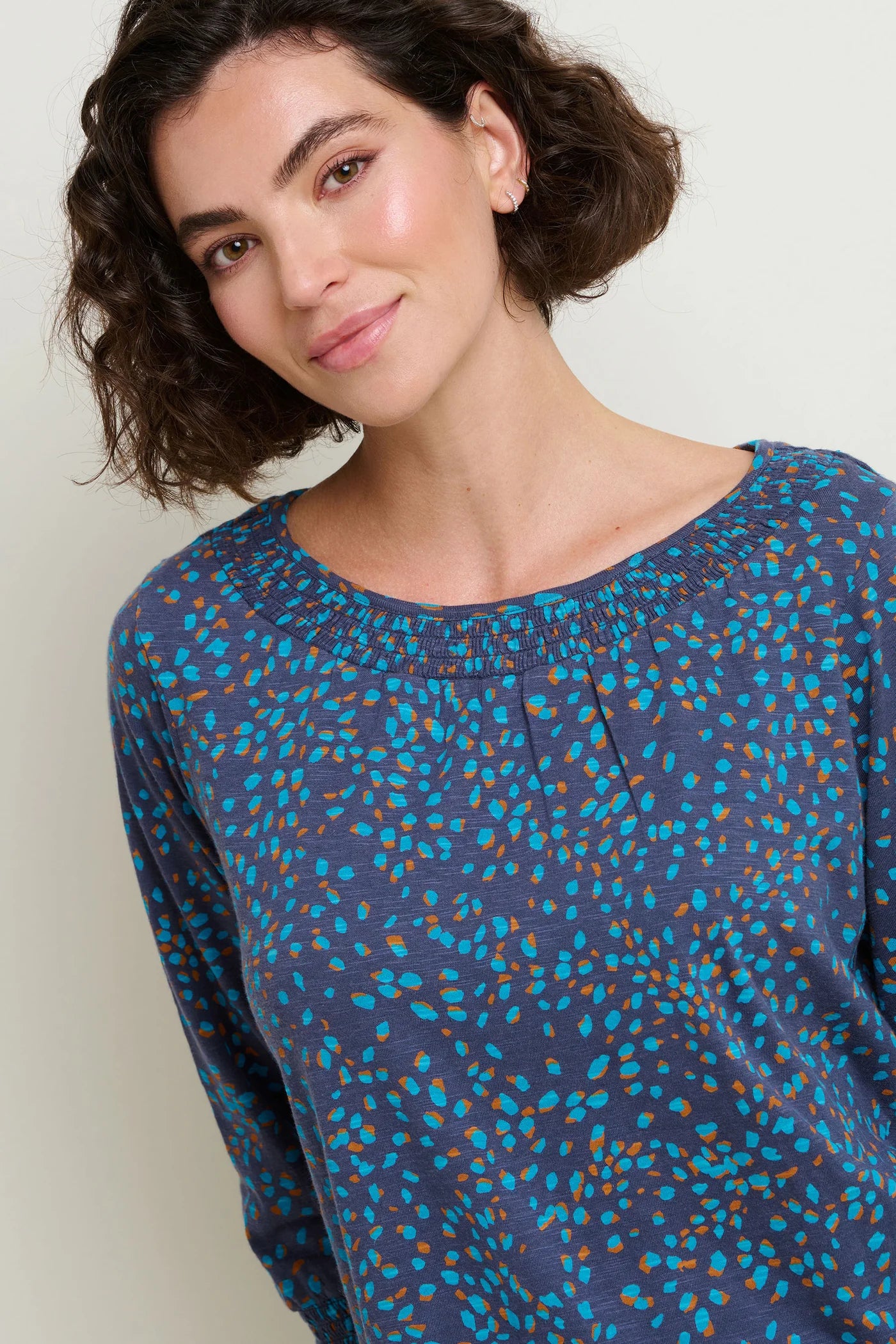 Brakeburn Abstract Spot 3/4 Sleeved Tshirt - Blue