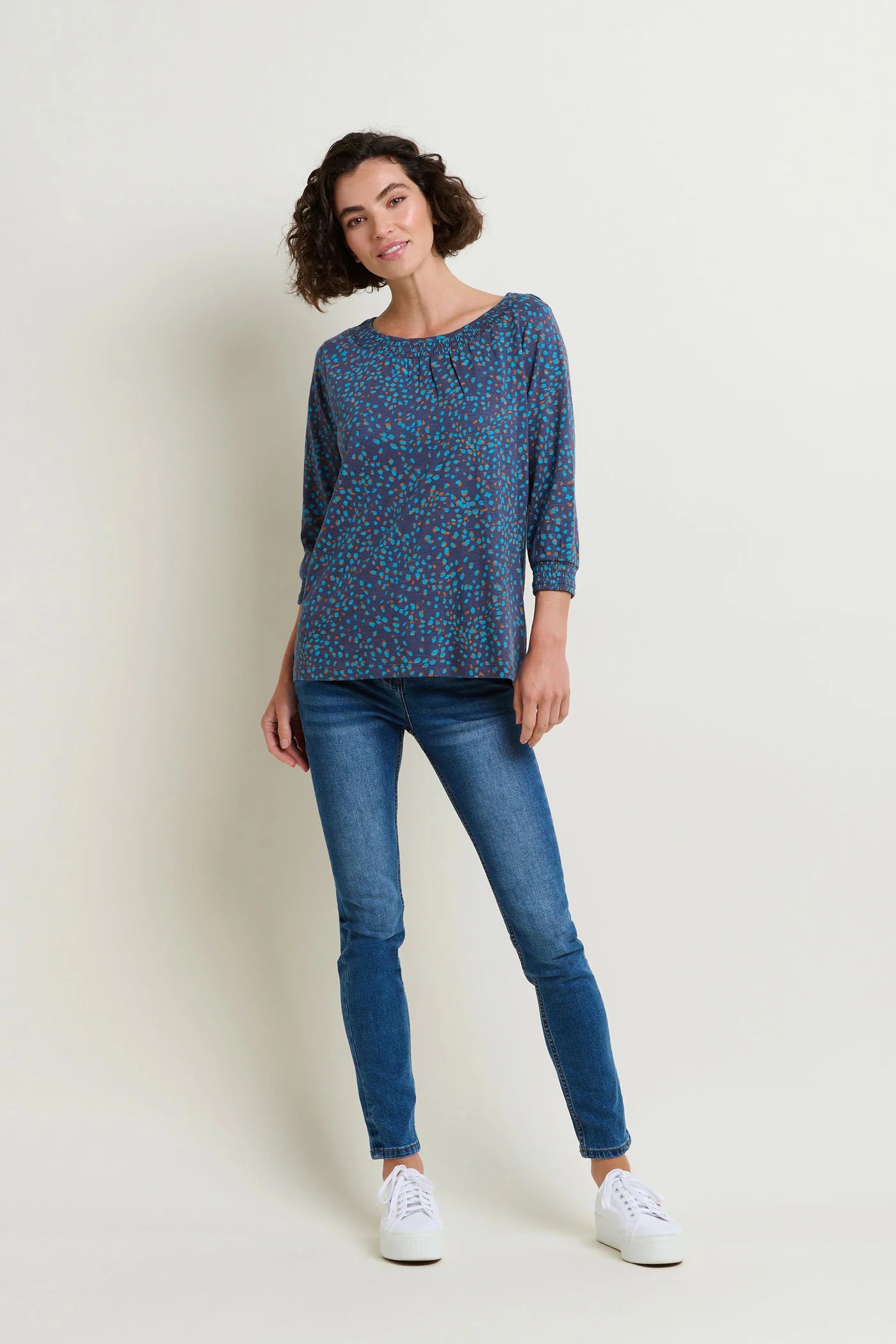 Brakeburn Abstract Spot 3/4 Sleeved Tshirt - Blue