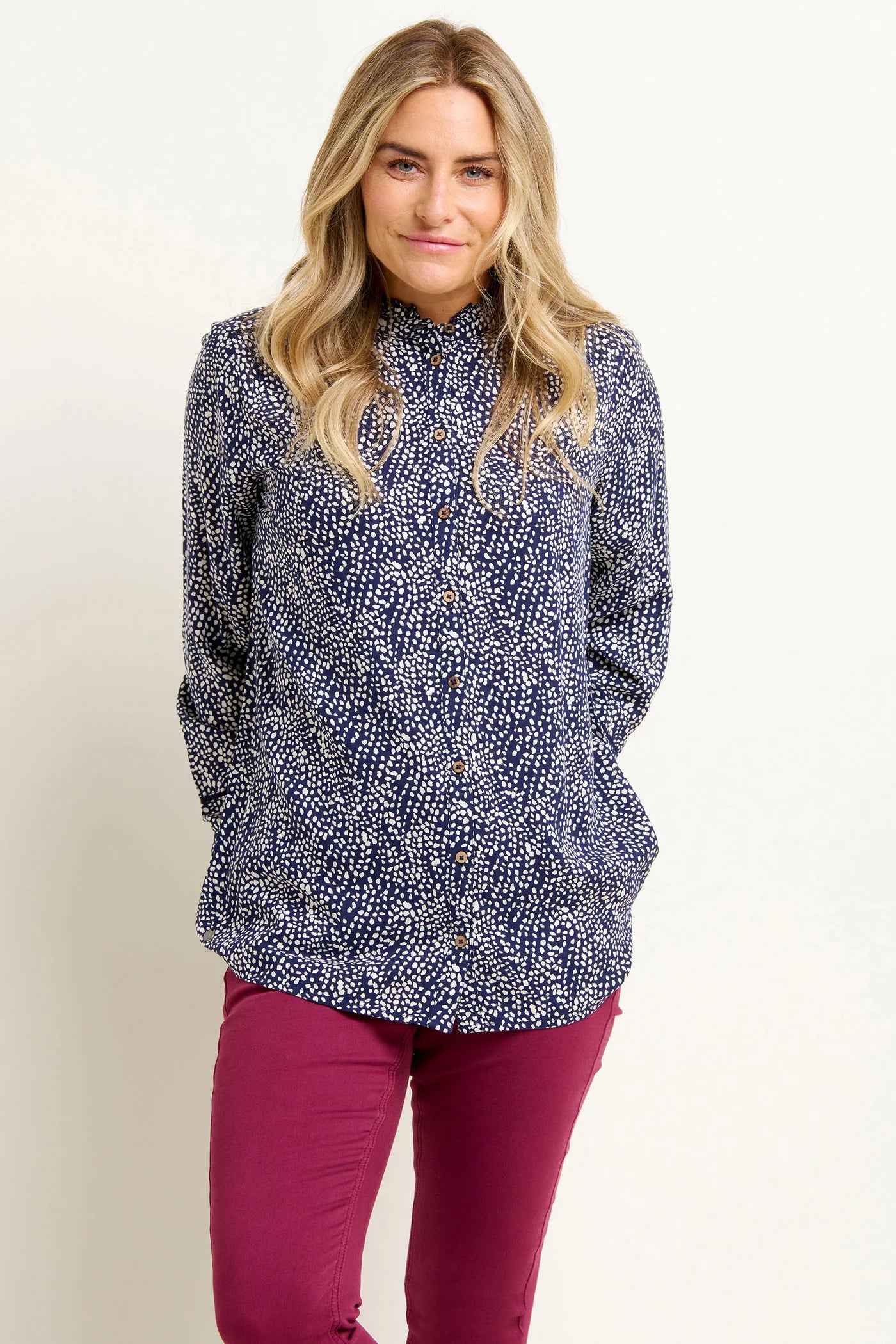 Brakeburn Navy Flowing Spots Blouse