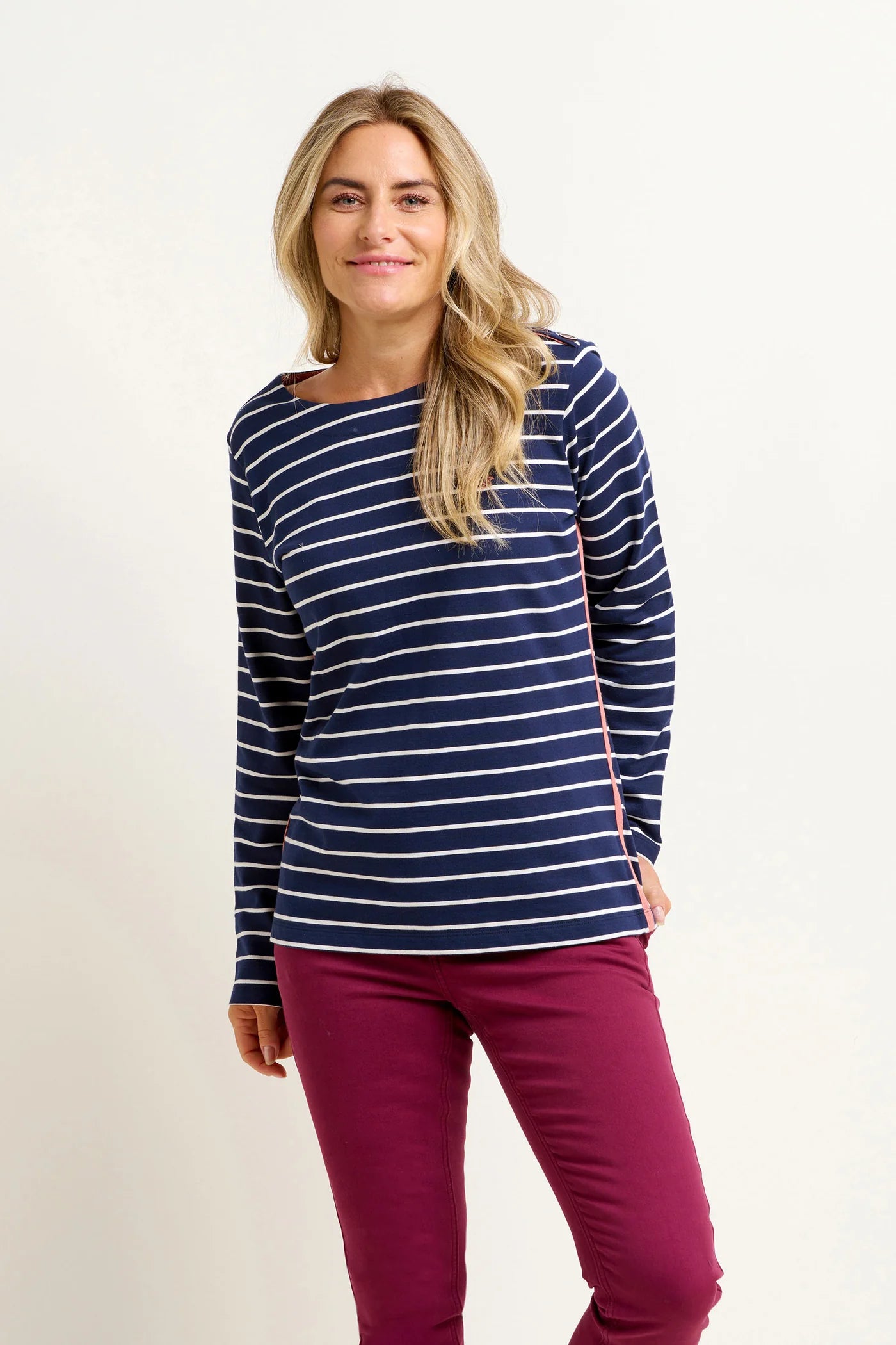 Brakeburn Navy Bella Crew Stripe Long Sleeved Top