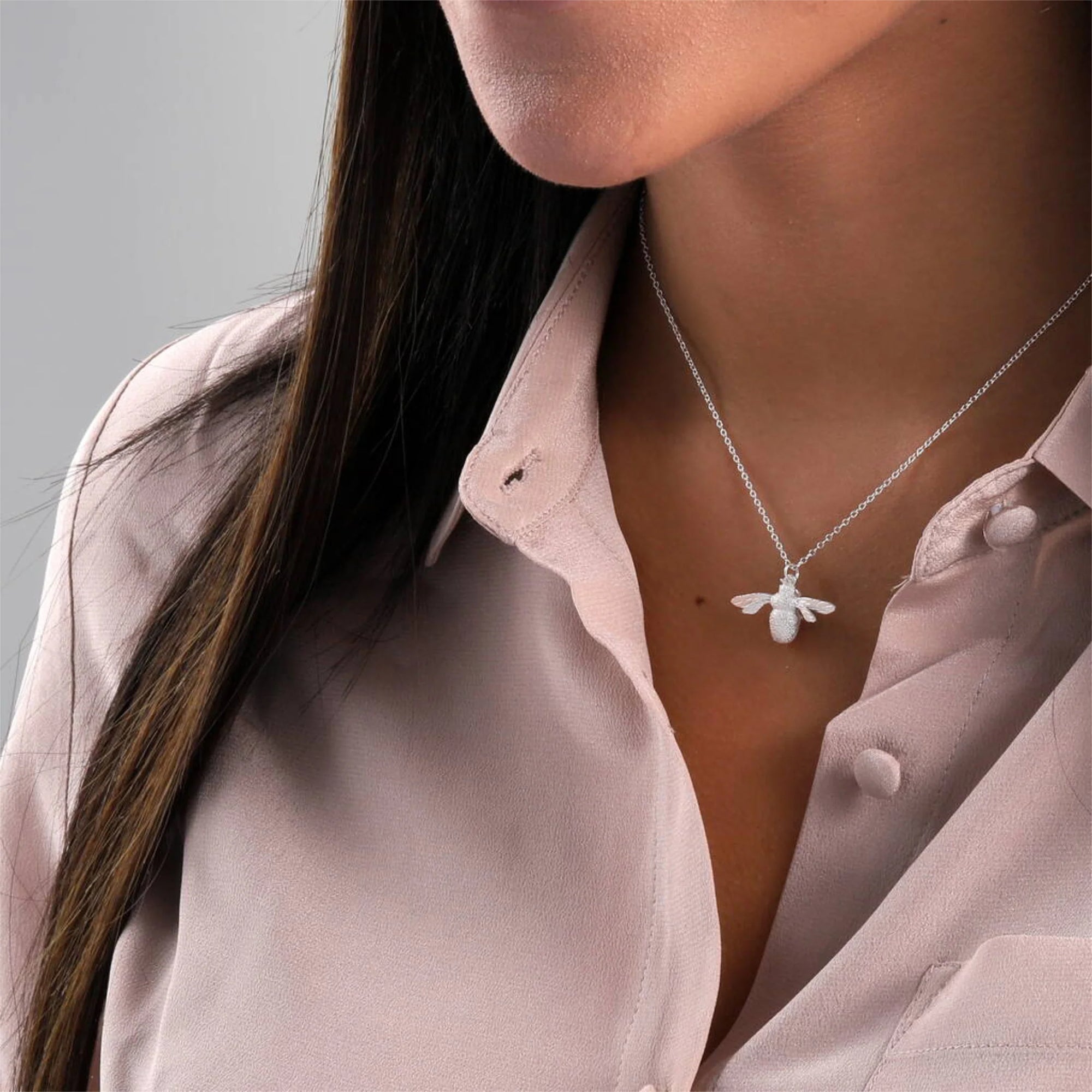 Be Happy Bee Free Bee You - Message in a Bottle - Sterling Silver Bumble Bee Necklace