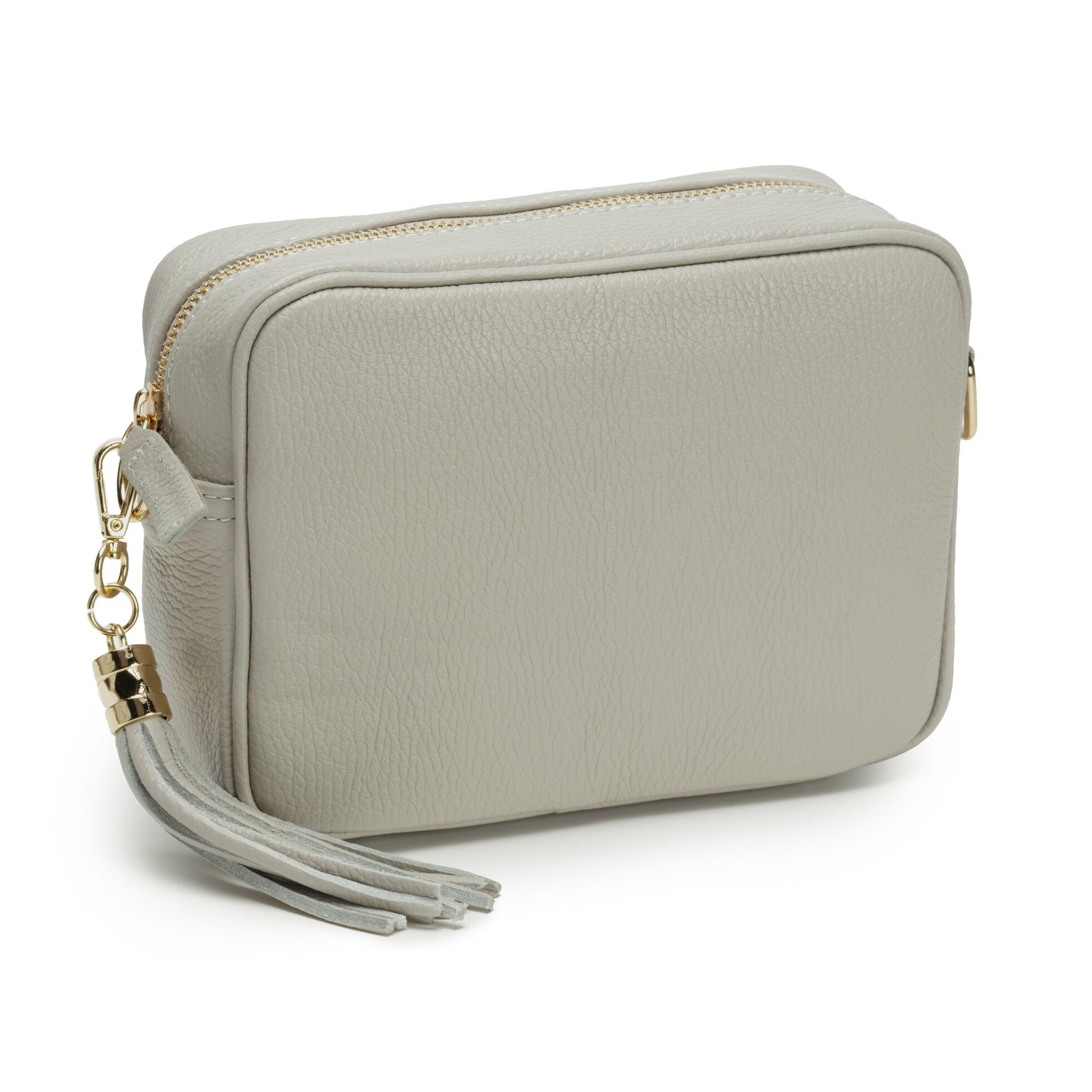 Elie Beaumont Designer Leather Crossbody Bag - Light Grey (GOLD Fittings)