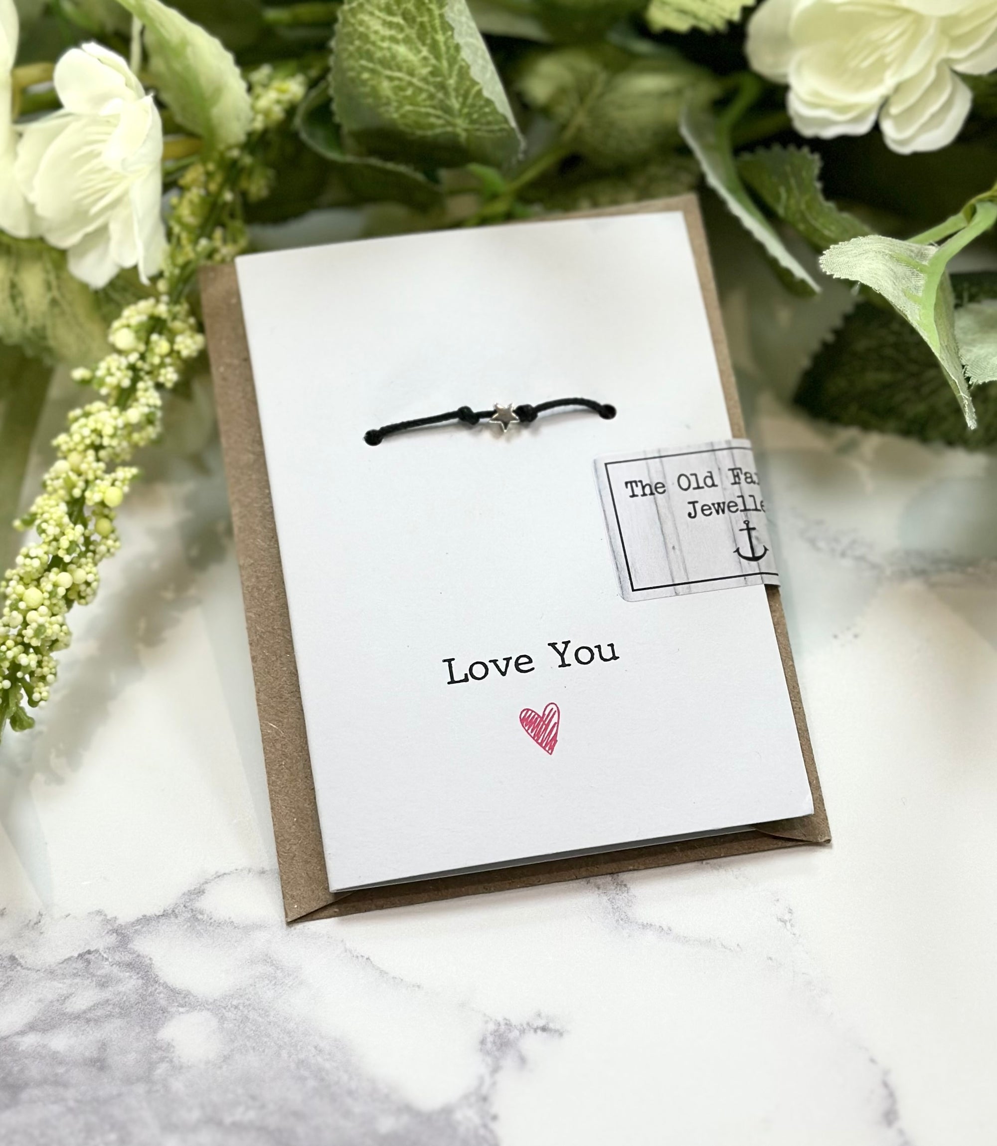 Love You - Heart/Star Black Cord Wish Bracelet