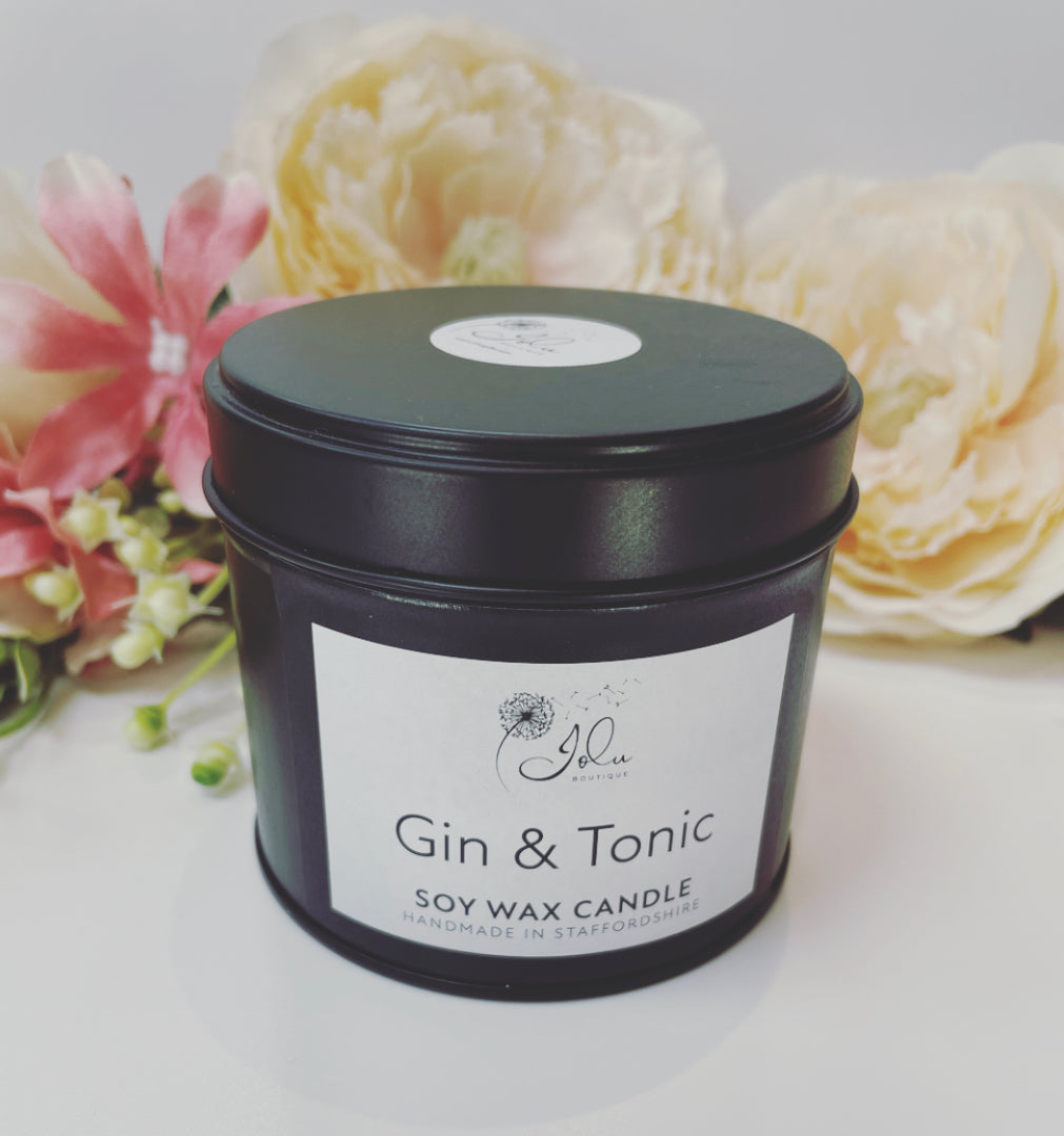 Jolu Boutique Gin & Tonic Soy Wax Candle - Black Tin
