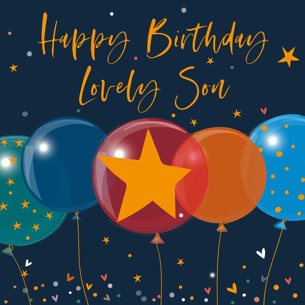 Belly Button Navy Son Birthday Balloons Card