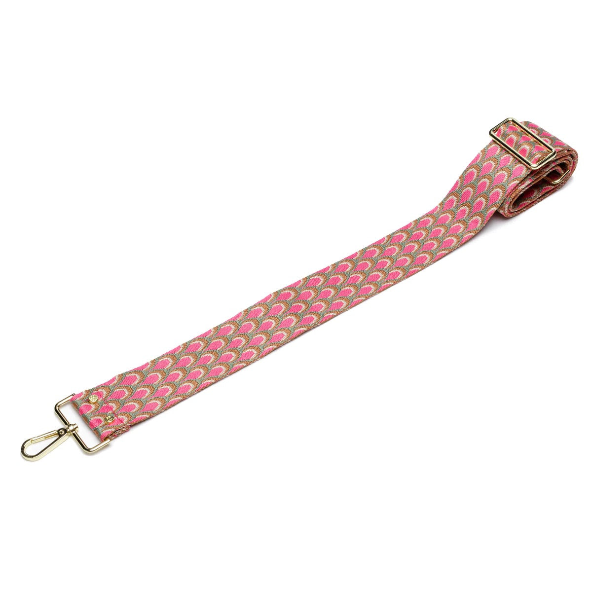 Elie Beaumont Designer PINK PEACOCK Adjustable Crossbody Bag Strap (GOLD Fittings)