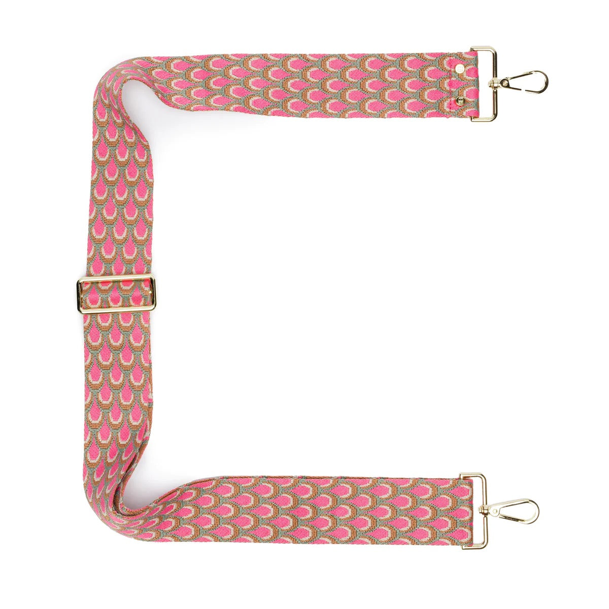 Elie Beaumont Designer PINK PEACOCK Adjustable Crossbody Bag Strap (GOLD Fittings)
