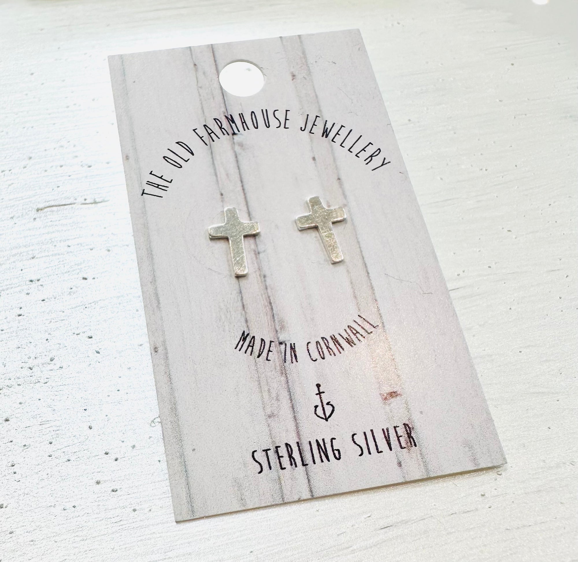 Cross - Sterling Silver Mini Stud Earrings - The Old Farmhouse Jewellery
