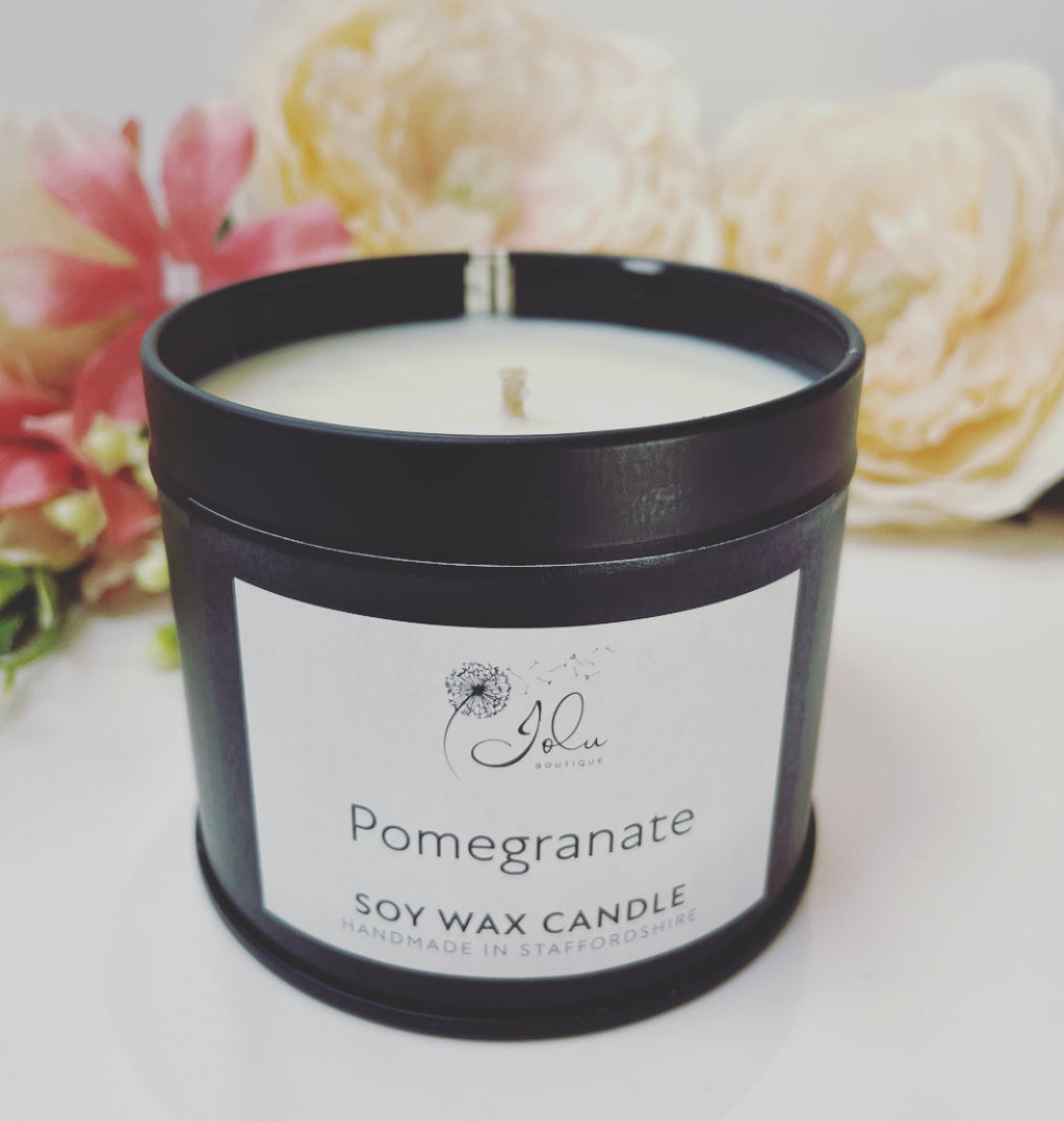 Jolu Boutique Pomegranate Soy Wax Candle - Black Tin