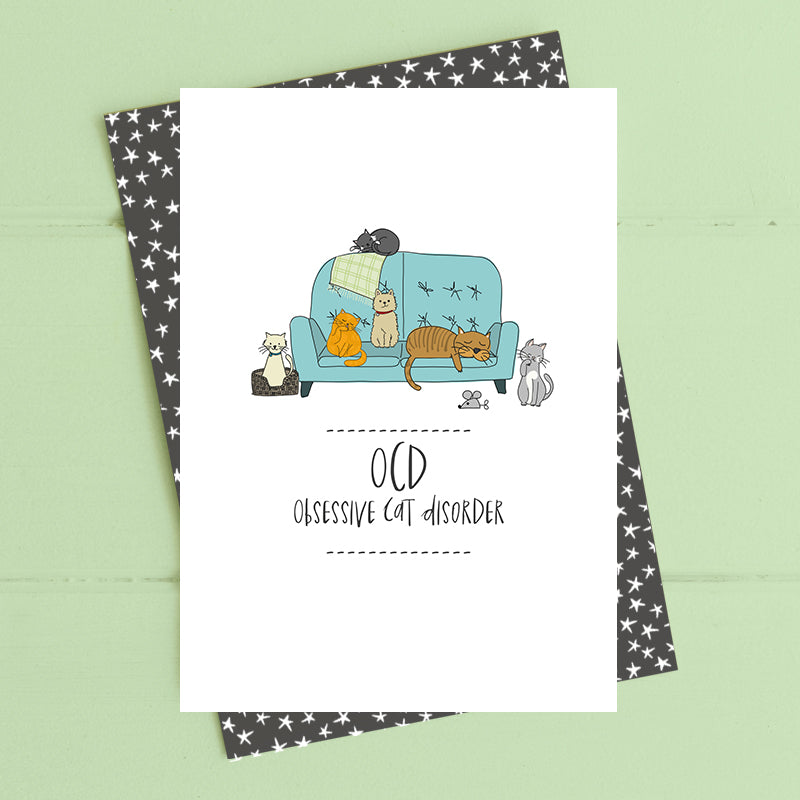 Dandelion Stationery - OCD Obsessive Cat Disorder Card