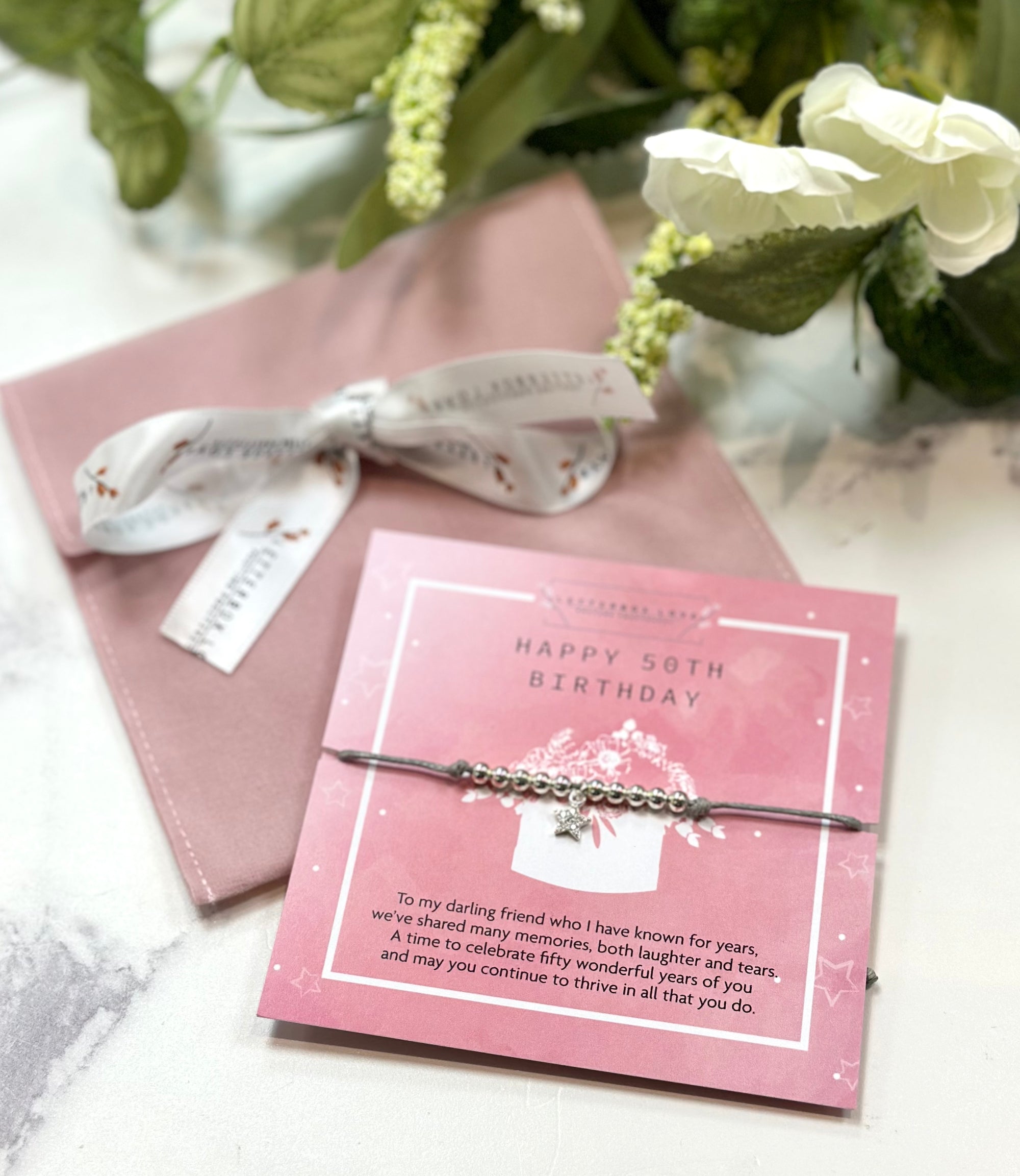 Letterbox Love Happy 50th Birthday Cord Bracelet