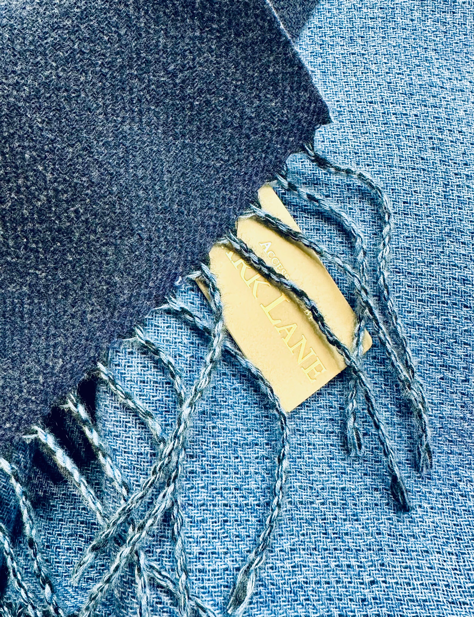 Park Lane Two-Tone Reversible Pashmina Scarf - Plain - China Blue/Navy